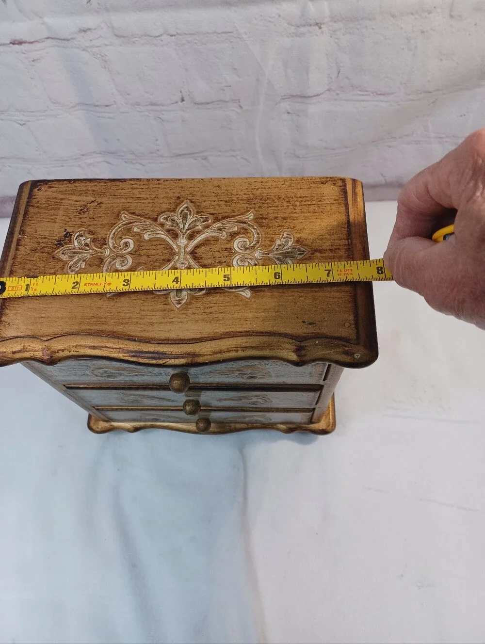 vintage french provincial 3 drawer musical jewelry box shabby chic ornate